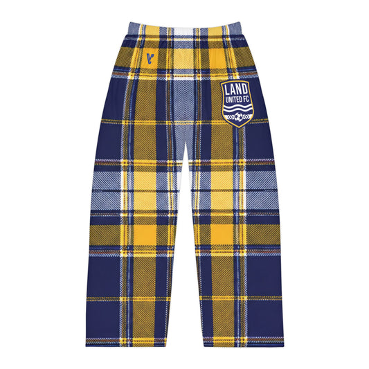 Land United Men's Blue & Gold Plaid Pajama Pants
