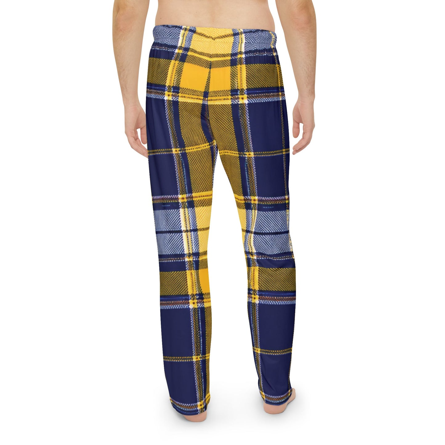 Land United Men's Blue & Gold Plaid Pajama Pants